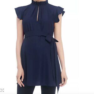 Kimi & Kai Karlena Flutter-Sleeve Top Navy Size Small